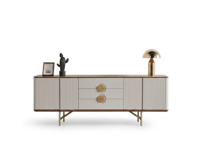 Ensemble de salle à manger parfait se compose d'un buffet beige et miroir 2 pièces. nouveau