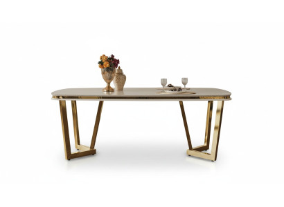 Table à manger Salle à manger Tables à manger en bois de style moderne beige design en acier inoxydable
