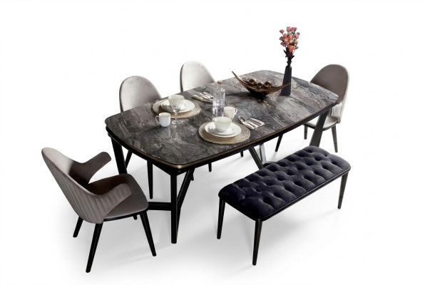 Ensemble de salle à manger de luxe Composé de table à manger et 4x chaises Nouveauté 5 pièces.