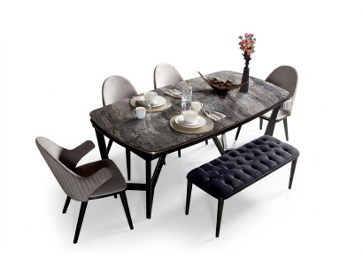 Ensemble de salle à manger de luxe Composé de table à manger et 4x chaises Nouveauté 5 pièces.