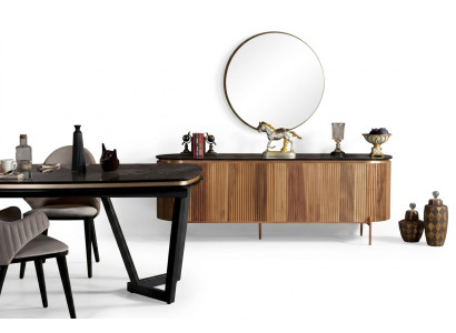 Ensemble de salle à manger élégant composé d'un bahut et d'un miroir novateur en 2 pièces.