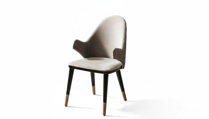 Chaise beige exclusive avec pieds en bois design noir Nouveauté salle à manger
