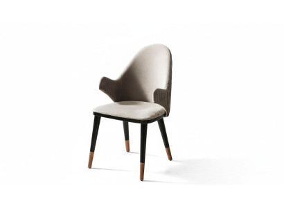 Chaise beige exclusive avec pieds en bois design noir Nouveauté salle à manger