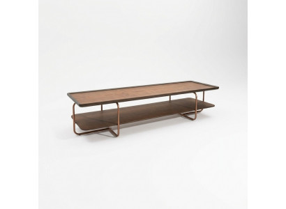 Salon brun Table basse en bois Pieds en acier inoxydable Table de canapé élégante