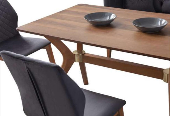 Ensemble de salle à manger noir-marron Chesterfield Banquette d'angle Table à manger designer