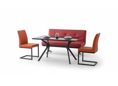 Meubles de salle à manger modernes Table à manger noire Chaises en cuir synthétique Tabouret de luxe