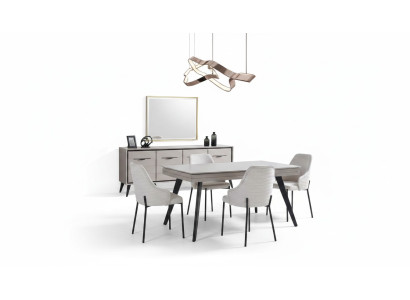 Salle à manger moderne Mobilier en bois Buffet de luxe Miroir Table à manger 6x Chaises