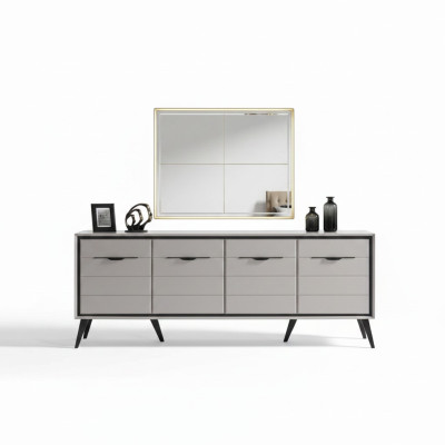 Blanc 4 portes Salle à manger Commode Buffet Designer Miroir en verre de luxe