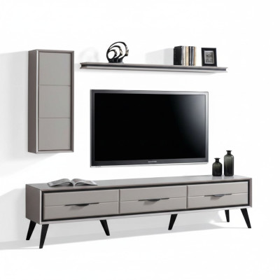 Élégant meuble bas de télévision à 3 portes, armoire murale moderne, étagère de designer.