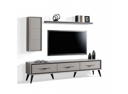 Élégant meuble bas de télévision à 3 portes, armoire murale moderne, étagère de designer.