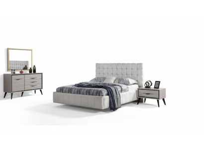 Chambre blanche exclusive Lit double Tables de chevet design Commode