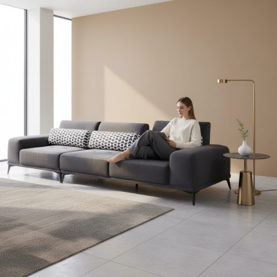 Gris Canapé-lit de luxe pour le salon à 4 places, canapé moderne, mobilier rembourré neuf.