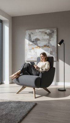 Gris Chaise longue Designer Fauteuil simple Rembourrage Fauteuil salon Meubles