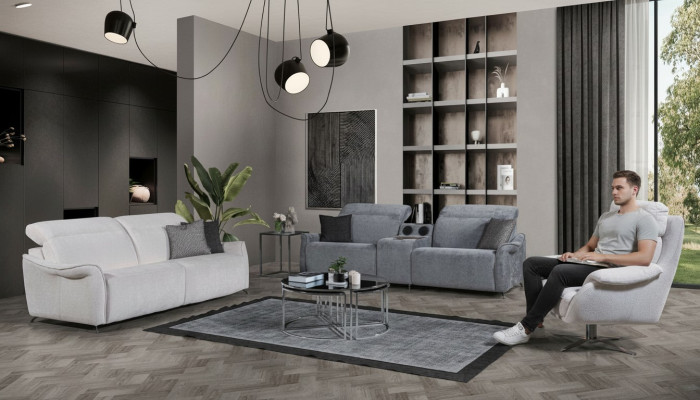 Ensemble de salon luxueux 2 canapés 3 places avec système audio et fauteuil