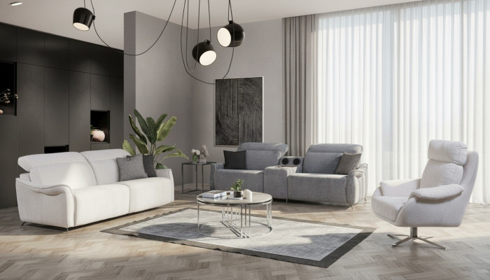 Ensemble de salon luxueux 2 canapés 3 places avec système audio et fauteuil