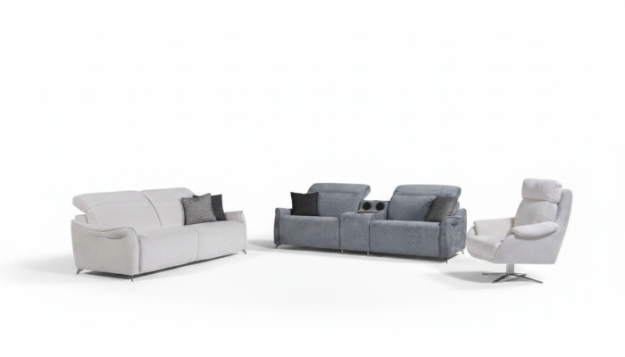 Ensemble de salon luxueux 2 canapés 3 places avec système audio et fauteuil