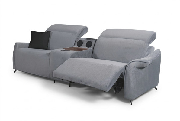 Canapé en tissu gris Designer 3 places avec système musical moderne