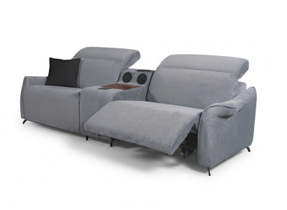 Canapé en tissu gris Designer 3 places avec système musical moderne
