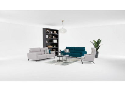 Ensemble de sièges de salon élégant comprenant 2 canapés 3 places et un fauteuil en suite de 3 pièces.