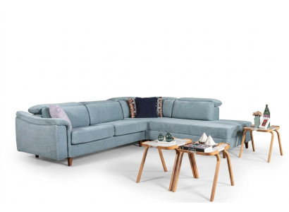 Coin canapé en L bleu Plutôt un salon Canapés Designer cadre en bois