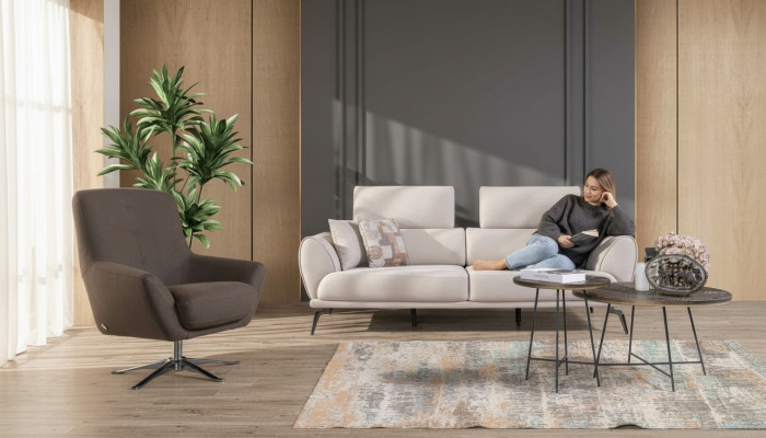 Salon marron Canapé Designer Luxe Confortable Fauteuil Relax 2 pièces Suite