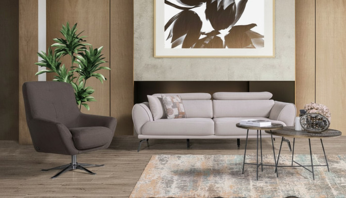 Salon marron Canapé Designer Luxe Confortable Fauteuil Relax 2 pièces Suite