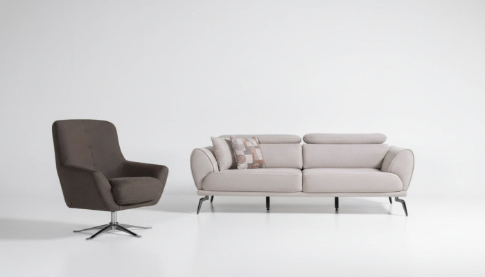 Salon marron Canapé Designer Luxe Confortable Fauteuil Relax 2 pièces Suite