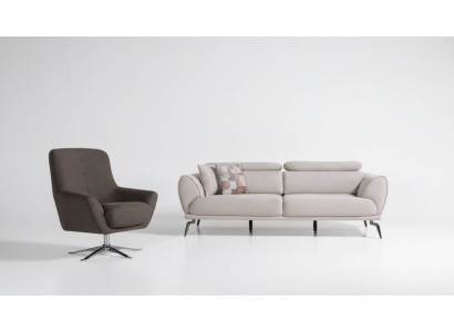 Salon marron Canapé Designer Luxe Confortable Fauteuil Relax 2 pièces Suite