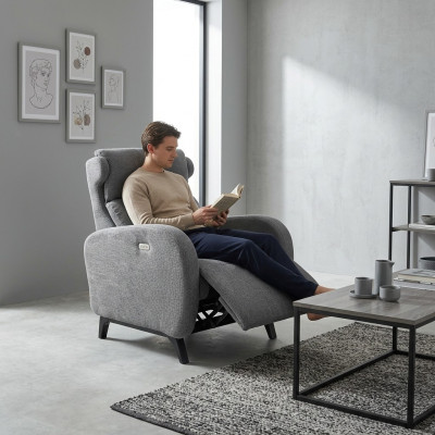 Fauteuil inclinable gris avec repose-pieds de luxe pour salon