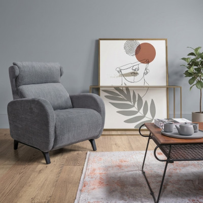 Fauteuil inclinable gris avec repose-pieds de luxe pour salon