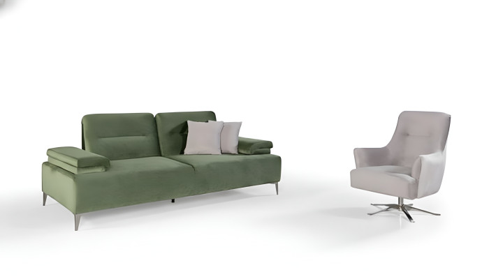 Salon rembourré en vert et blanc ensemble de 3 places de luxe canapé fauteuil