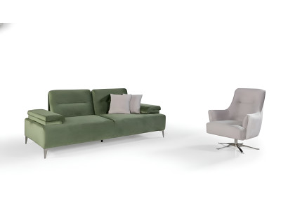 Salon rembourré en vert et blanc ensemble de 3 places de luxe canapé fauteuil