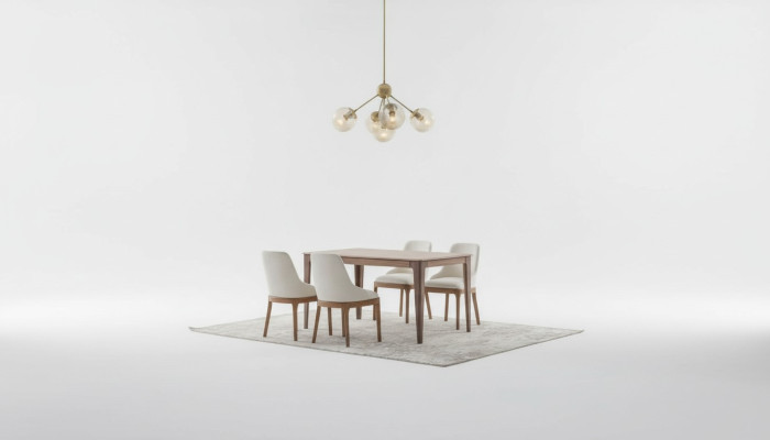 Suite de salle à manger luxueuse Table à manger rectangulaire 6 chaises en textile 9 pièces