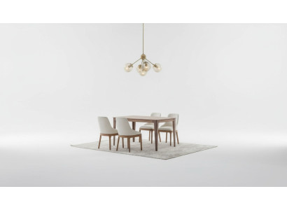 Suite de salle à manger luxueuse Table à manger rectangulaire 6 chaises en textile 9 pièces