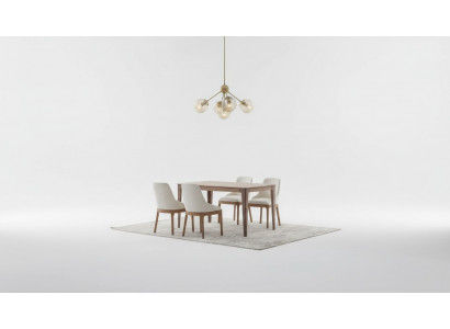 Suite de salle à manger luxueuse Table à manger rectangulaire 6 chaises en textile 9 pièces