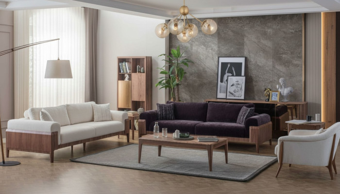 Ensemble de canapé multicolore Designer Blanc 3 places Fauteuil rembourré de luxe