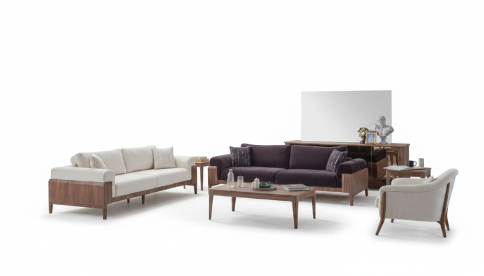 Ensemble de canapé multicolore Designer Blanc 3 places Fauteuil rembourré de luxe