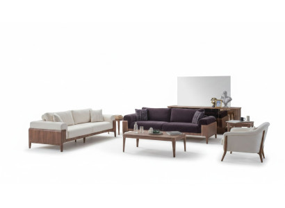 Ensemble de canapé multicolore Designer Blanc 3 places Fauteuil rembourré de luxe
