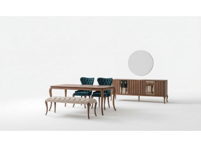 Mobilier de salle à manger marron et blanc Chesterfield Tabouret de designer Table à manger de luxe