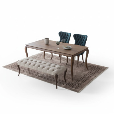 Tabouret de salle à manger Chesterfield et 4 chaises rembourrées Table de salle à manger