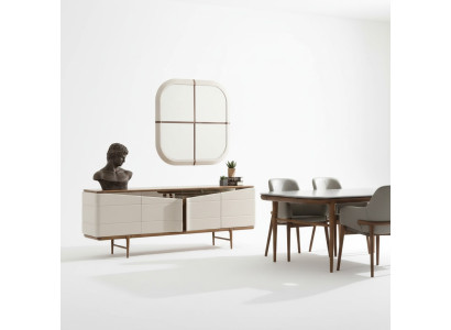 Salle à manger Ensemble Buffet beige Miroir rectangulaire Mobilier en bois de luxe