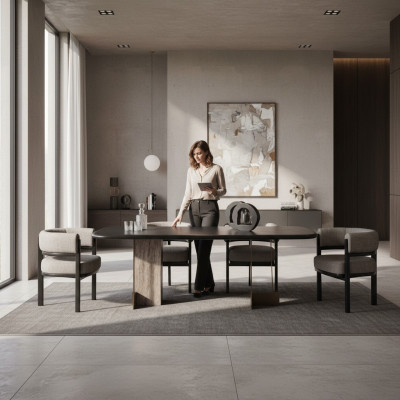 Ensemble de salle à manger marron Luxueuse table à manger avec 6 chaises Ensemble de 7 pièces
