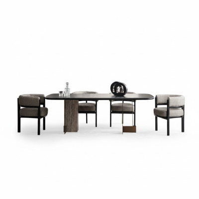 Ensemble de salle à manger marron Luxueuse table à manger avec 6 chaises Ensemble de 7 pièces