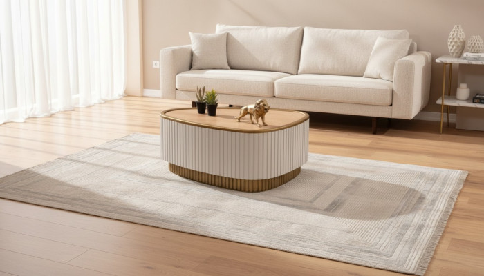 Table basse triangulaire blanche-marron Salon Tables basses Tables en bois