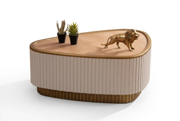 Table basse triangulaire blanche-marron Salon Tables basses Tables en bois