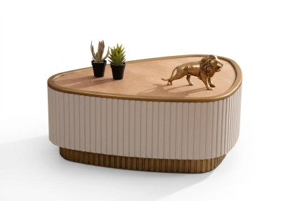 Table basse triangulaire blanche-marron Salon Tables basses Tables en bois