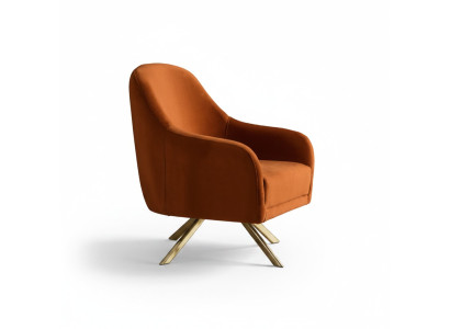 Chaise orange avec pieds en acier inoxydable. Siège unique moderne rembourré. Mobilier