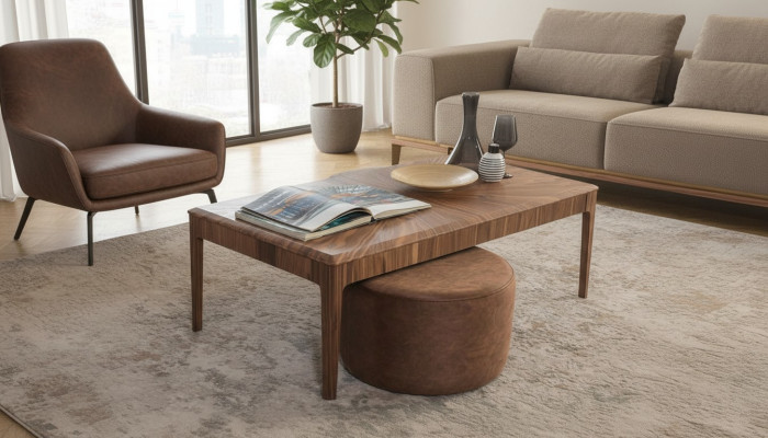 Table basse élégante Marron Rectangulaire Salon Table Basse en Bois
