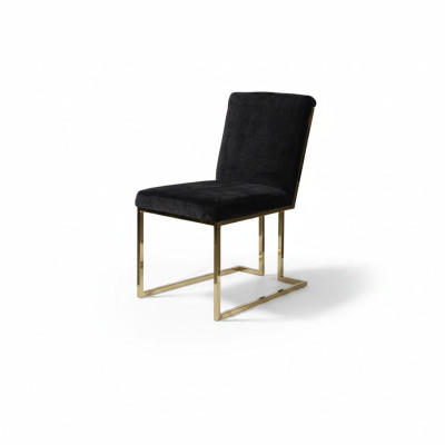 Chaise noire en acier inoxydable Chaise métallique Chaise de salle à manger Chaises design avec rembourrage