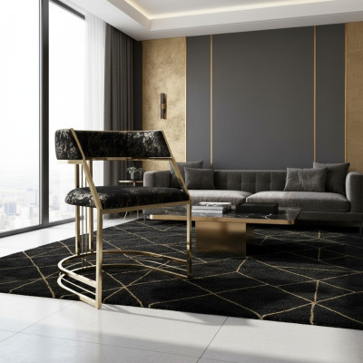 Chaise en acier inoxydable noir Mobilier de salle à manger moderne Chaise rembourrée Chaises